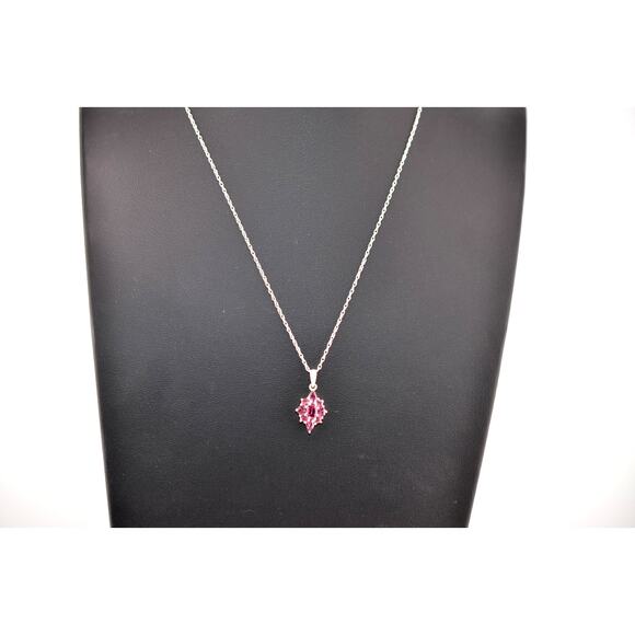 Vintage 925 Sterling Silver Amethyst Pendant Necklace - Picture 1 of 3